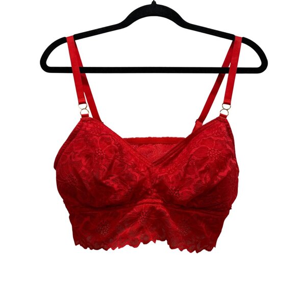 Aerie Red Lace Nylon XL Bralette Top With Adjustable Straps - Picture 1 of 6